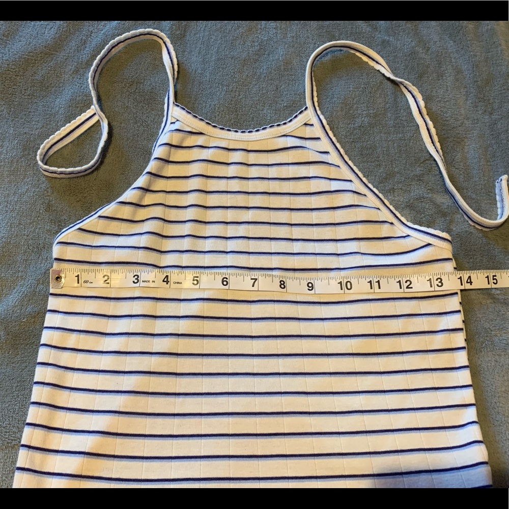 American Eagle white halter top with blue stripes size Medium - Picture 4 of 6